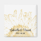 Yellow Sunflower Graphic Wedding Magneet (Voorkant)
