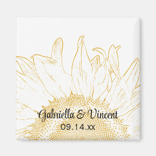 Yellow Sunflower Graphic Wedding Magneet