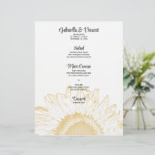 Yellow Sunflower Graphic Wedding Menu (Staand voorkant)