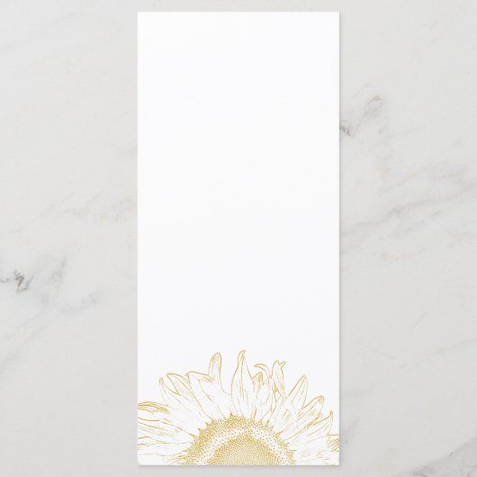 Yellow Sunflower Graphic Wedding Menu (Achterkant)