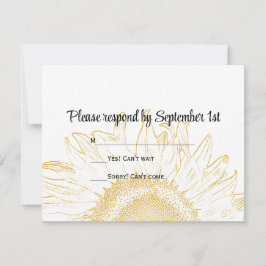 Yellow Sunflower Graphic Wedding RSVP Kaart