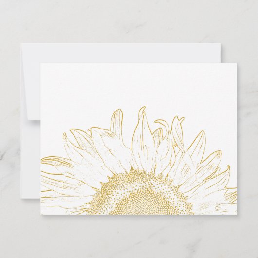 Yellow Sunflower Graphic Wedding RSVP Kaart (Achterkant)