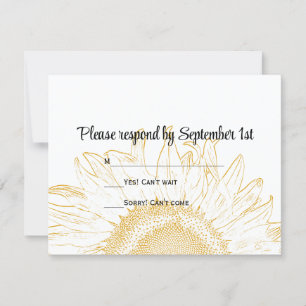 Yellow Sunflower Graphic Wedding RSVP Kaart