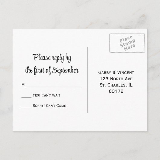 Yellow Sunflower Graphic Wedding RSVP Response Uitnodiging Briefkaart (Achterkant)