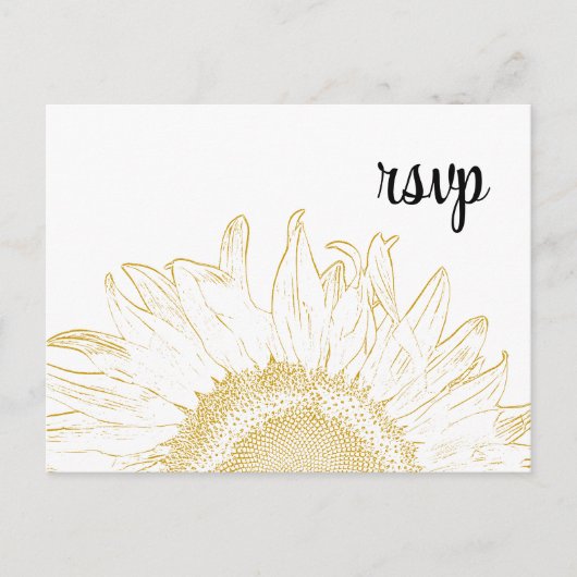 Yellow Sunflower Graphic Wedding RSVP Response Uitnodiging Briefkaart (Voorkant)