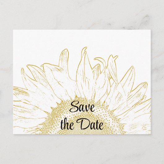 Yellow Sunflower Graphic Wedding Save the Date Aankondigingskaart (Voorkant)