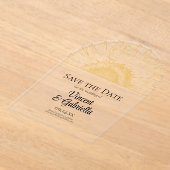 Yellow Sunflower Graphic Wedding Save the Date Acryl Uitnodigingen (Laagn)