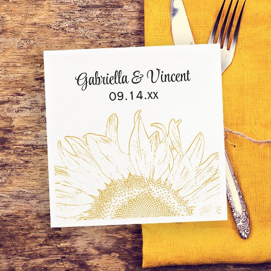 Yellow Sunflower Graphic Wedding Servet