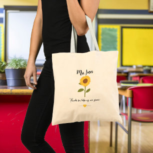 Yellow sunflower helping me grow tote bag
