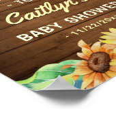Yellow Sunflower Herfst Baby shower Sprinkle Welco Poster (Hoek)