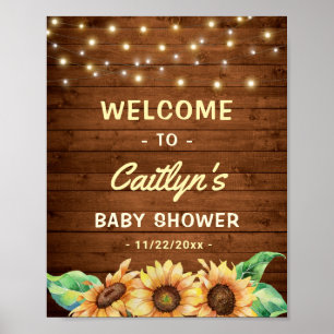 Yellow Sunflower Herfst Baby shower Sprinkle Welco Poster