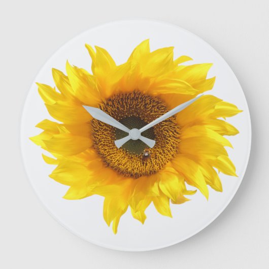 yellow sunflower large clock grote klok (Voorkant)