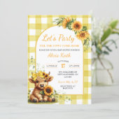 Yellow Sunflower Let's Party Baby Shower Invitatio Kaart (Staand voorkant)