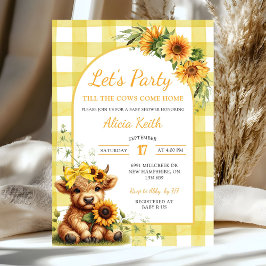 Yellow Sunflower Let's Party Baby Shower Invitatio Kaart