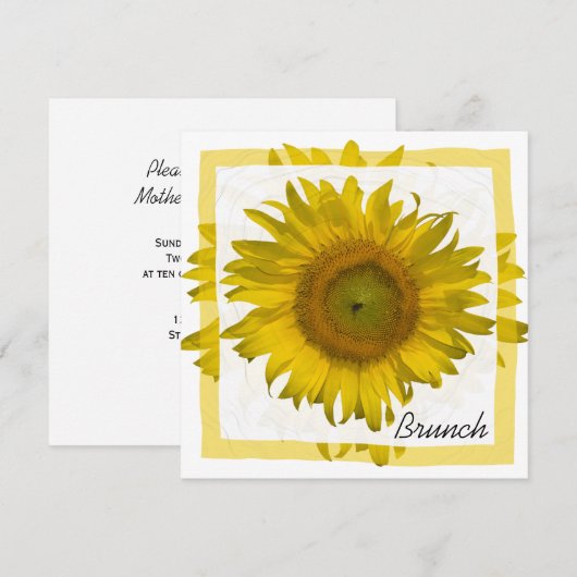 Yellow Sunflower Moederdag Brunch Kaart (Voorkant / Achterkant)