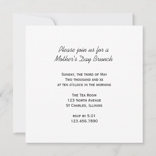 Yellow Sunflower Moederdag Brunch Kaart (Achterkant)