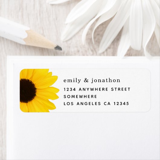 Yellow Sunflower Names Return Address Label (Insitu)