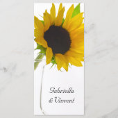 Yellow Sunflower on White Wedding Programme Programmakaart (Voorkant)