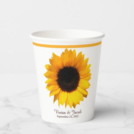Yellow Sunflower Papieren Bekers (Achterkant)