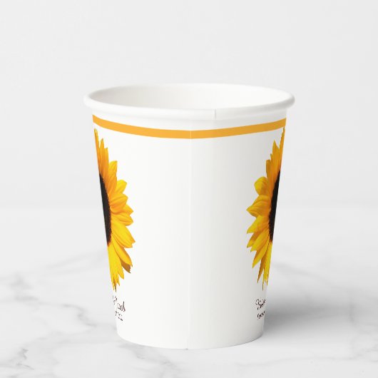Yellow Sunflower Papieren Bekers (Rechts)