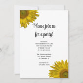 Yellow Sunflower Party Invitation Kaart (Voorkant)