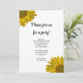 Yellow Sunflower Party Invitation Kaart (Staand voorkant)