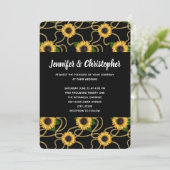 -Yellow Sunflower Pattern op Black Weddenschap Kaart (Staand voorkant)