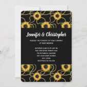 -Yellow Sunflower Pattern op Black Weddenschap Kaart (Voorkant)