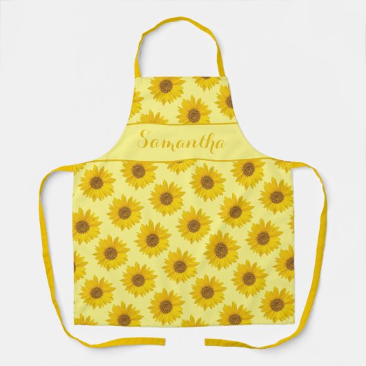 Yellow Sunflower Pattern Personalized Apron Schort (Voorkant)