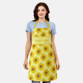 Yellow Sunflower Pattern Personalized Apron Schort