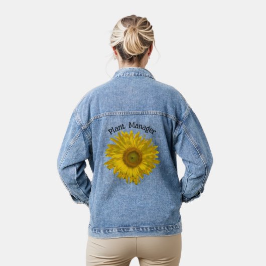 Yellow Sunflower Plant Manager Denim Jacket (Model)