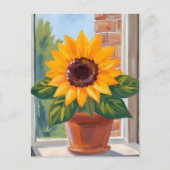 Yellow Sunflower Pot Floral Watercolor Briefkaart (Voorkant)