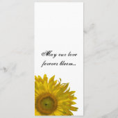 Yellow Sunflower Programmakaart (Achterkant)