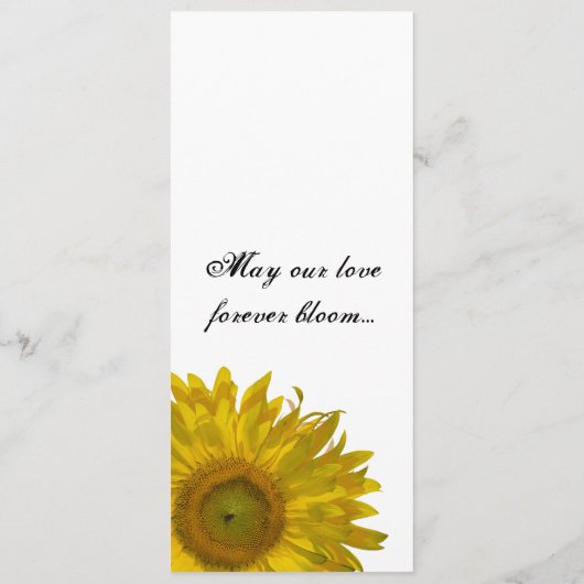 Yellow Sunflower Programmakaart (Achterkant)