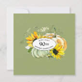 Yellow Sunflower Pumpkin herfst 90th Birthday Kaart (Achterkant)