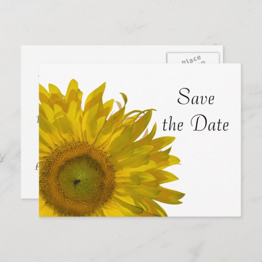 Yellow Sunflower Quinceanera Save the Date Aankondigingskaart (Voorkant / Achterkant)