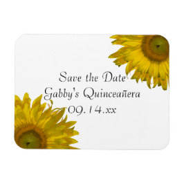 Yellow Sunflower Quinceanera Save the Date Magneet