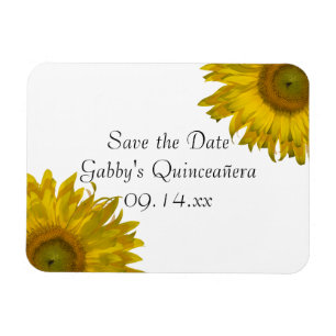 Yellow Sunflower Quinceanera Save the Date Magneet