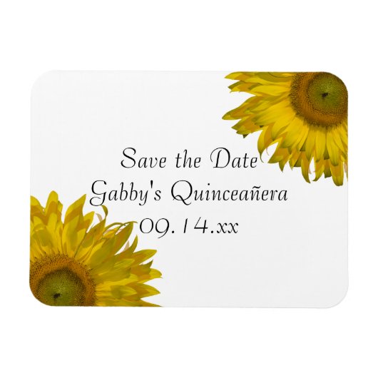 Yellow Sunflower Quinceanera Save the Date Magneet (Horizontaal)