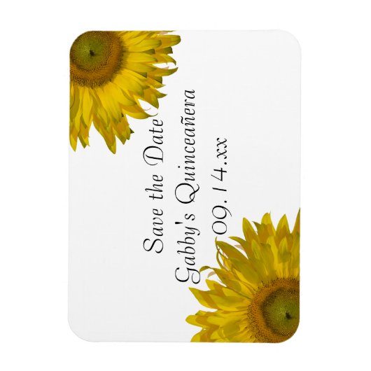 Yellow Sunflower Quinceanera Save the Date Magneet (Verticaal)