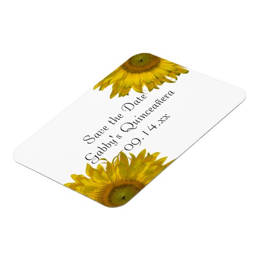 Yellow Sunflower Quinceanera Save the Date Magneet (Linkerzijde)