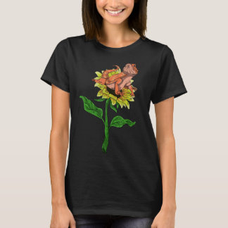 Yellow Sunflower Reptile Pet Owner Lizard Bearing T-shirt
