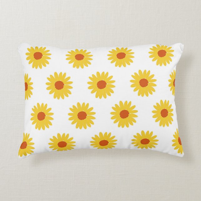 Yellow Sunflower  Retro Y2K-patroon Accent Kussen (Voorkant)
