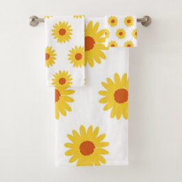 Yellow Sunflower  Retro Y2K-patroon Bad Handdoek