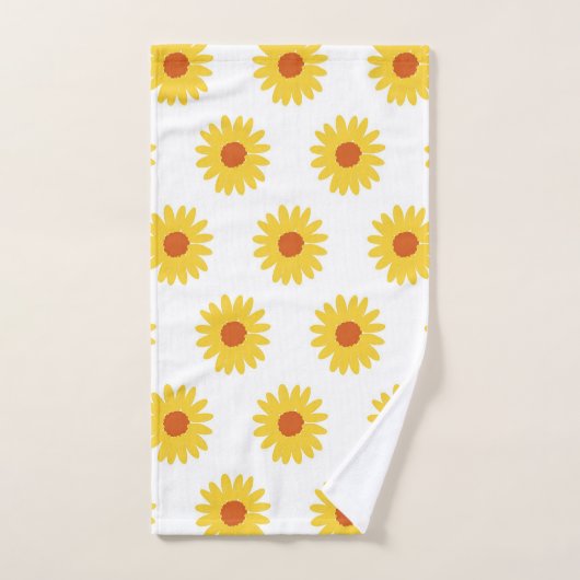Yellow Sunflower Retro Y2K-patroon Bad Handdoek (Handdoek)