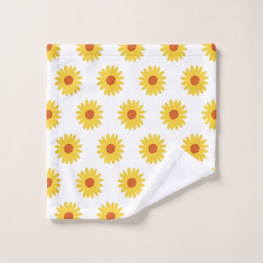 Yellow Sunflower Retro Y2K-patroon Bad Handdoek (Wasdoekje)