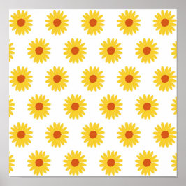 Yellow Sunflower  Retro Y2K-patroon Poster
