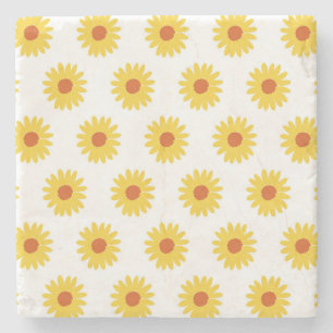 Yellow Sunflower Retro Y2K-patroon Stenen Onderzetter