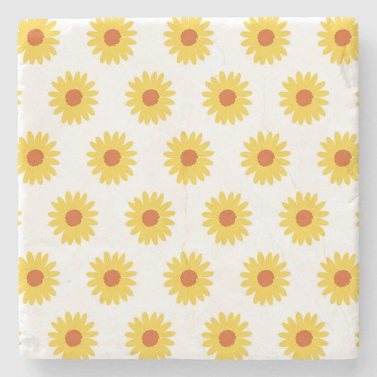 Yellow Sunflower Retro Y2K-patroon Stenen Onderzetter (Voorkant)