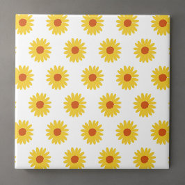Yellow Sunflower  Retro Y2K-patroon Tegeltje